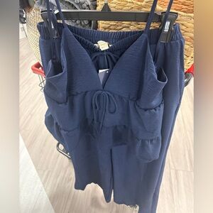 Navy Blue Sleeveless 2 piece set